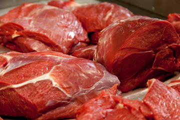 Raw beef meat on a cutting board