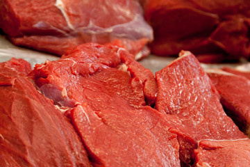 Raw beef meat on a cutting board