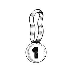 medal for winning icon. sketch isolated object