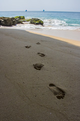 footprint on beach sand