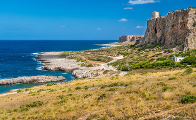 Fototapeta na wymiar Beautiful sicilian coastline near Macari and San Vito Lo Capo. Province of Trapani, Sicily, southern Italy.