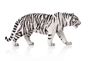 Papier Peint photo autocollant Tigre White bengal tiger toy. Isolated over white background