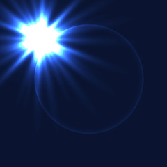 A bright flash of light. Star in space. Vector Bright shine.