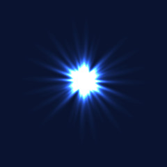 Star and stars Shine. Blue Spark vector light effects.
