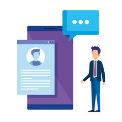 smartphone with mini busienssman working