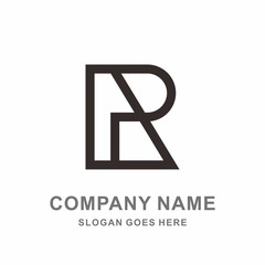 Monogram Letter P & R Geometric Square Architecture Interior Construction Business Company Stock Vector Logo Design Template