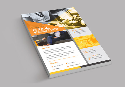 Flyer Layout with Orange Design Elements