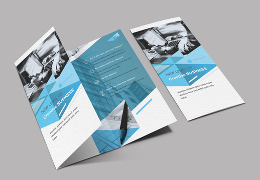 Trifold Brochure Layout with Blue Design Elements