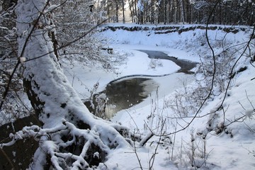 Mazowsze (Mazovia) - winter landscape of Mienia river, Masovian Landscape Park, south of Warsaw, Poland © Jan Piotr