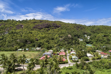 Tropical landscape of Mahe Seychelles