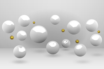 Abstract realistic 3d spheres background. Vector illustration