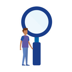 search magnifying glass with mini man