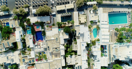 Fototapeta na wymiar village oia the island of santorini in aerial view