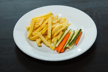 french fries with ketchup and mustard