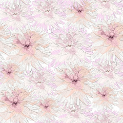 Beautiful colorful seamless pattern with Georgina flowers