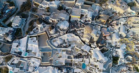 village oia the island of santorini in aerial view