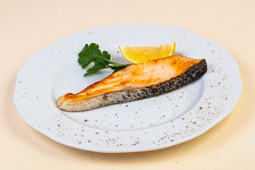 Roasted salmon steak