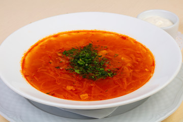 Russian borsch soup