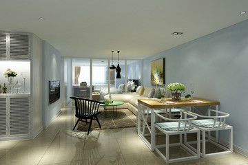 3d render of living room interior