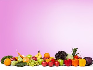 Colorful ripe vegetables and fruits
