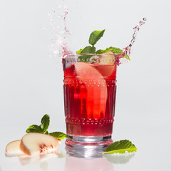 Red Fruit Drink with Peaches