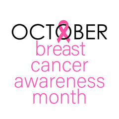 Breast cancer awareness month. Awareness ribbon. Vector cartoon illustration