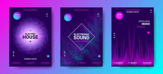 Electronic Music Posters with Sound Amplitude. - 228011770