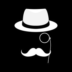 London gentleman with hat and monocle.Secret agent. Businessman, mafia, detective. Vector cartoon illustration