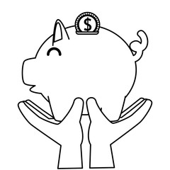 hands lifting piggy savings with coins