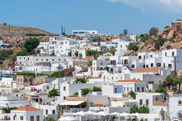 Lindos Town. Greek Island of Rhodes. Whitewash houses.