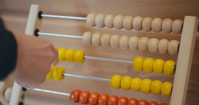 Woman accounting her income with abacus