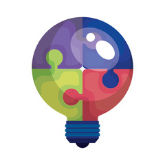 bulb light idea with puzzle pieces