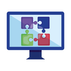 computer with puzzle pieces