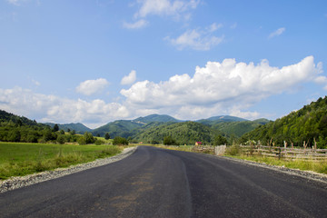 Hillside, winding road