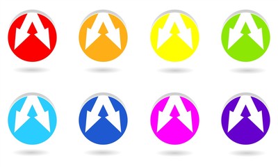Set of circle icon with arrows. Vector graphic illustration of rainbow colors.