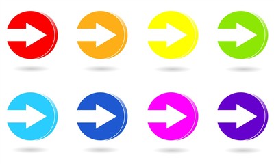 Set of circle icon with arrows. Vector graphic illustration of rainbow colors.