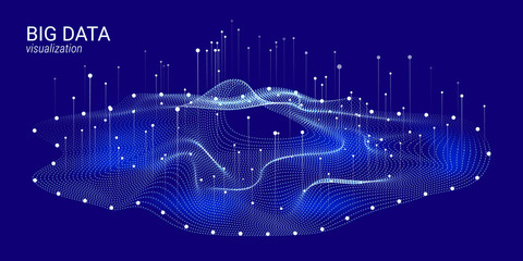 Wave 3D Big Data Visualization. Analysis Infographic.