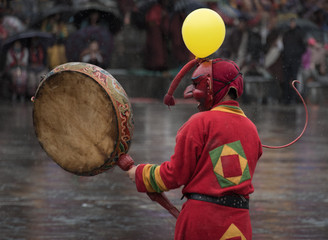 Drummer at masked dance festival Thimphu 