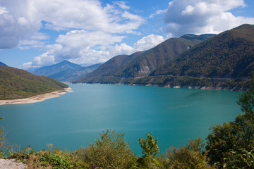 Zhinval water reservoir on the Aragvi river in Georgia