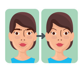 Obraz premium woman with facial hair before and after