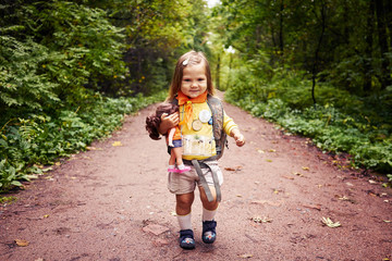 Kids walking green park