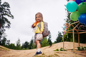 Kids walking green park