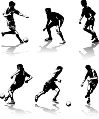 hightly detailed silhouettes of soccer players