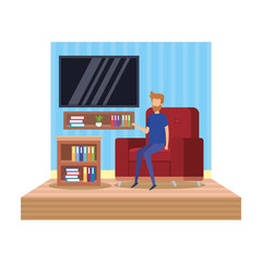 man in television room scene