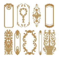 3D illustration set of an ancient gold on a white background