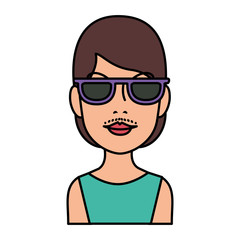 woman with facial hair with sunglasses