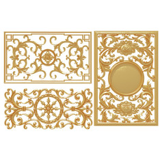 3D illustration set of an ancient gold on a white background