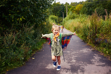 Kids walking green park