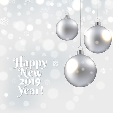Happy New Year Card With Christmas Ball