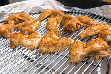 Chicken wings on the barbecue grill